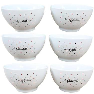 Imagem de Kit 6 Tigelas Cumbucas para Servir Sopa e Açaí 500ml - Porcelana de Al