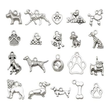 Imagem de 20 peças pingentes de cachorro acessórios DIY para pulseira, colar, chaveiro, acessórios, liga de ouro prata (20 peças prata antiga - SN857)