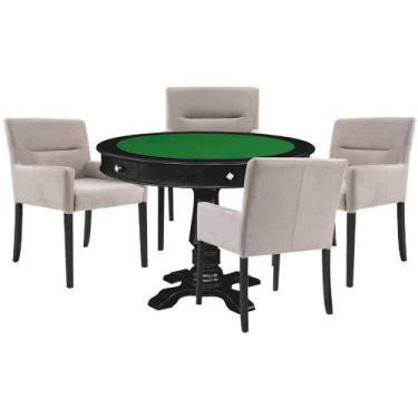 Imagem de Mesa de Jogos Carteado Victoria Redonda Tampo Reversível Preto com Kit