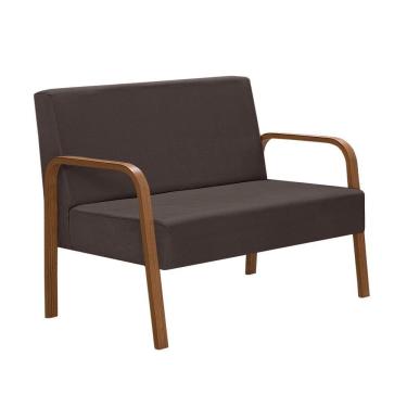 Imagem de Poltrona 2 Lugares Jade Braço Madeira Suede Marrom