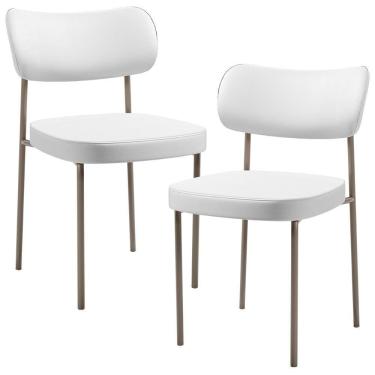 Imagem de Kit 02 Cadeiras Decorativas Para Sala De Jantar Melina Base Arena L02 Facto Branco - Lyam Decor