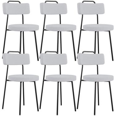 Imagem de Kit 06 Cadeiras Decorativas Estofada Para Sala De Jantar Barcelona L02 Linho Cinza - Lyam Decor