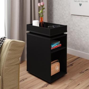 Imagem de Mesa Lateral 30Cm Com Bandeja Multimóveis Cr45132 Preta Preto
