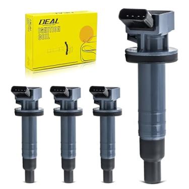 Imagem de Pacote de bobina de ignição DEAL, compatível com Toyota 00-05 Celica GT 00-08 Corolla 03-08 Matrix 00-05 MR2 Spyder, 00-02 Chevy Prizm, 03-08 Pontiac Vibe, 1.8L L4, substitui UF247 5C107, conjunto de