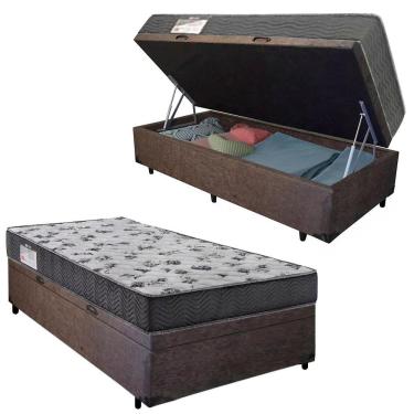 Imagem de Cama Box Baú Solteiro Suede + Colchão De Espuma D33 - Sereneprime - 88cm Marrom