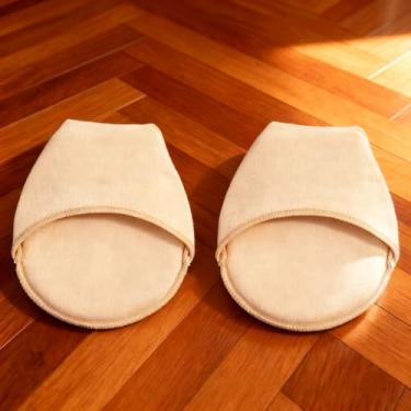 Imagem de Meias femininas com cobertura de dedo do pé, 1 par de meias forradas com sola acolchoada e aderência antiderrapante, almofadas invisíveis para calcanhares, mocassins e tamancos