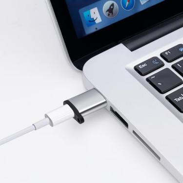 Imagem de Adaptador USB macho para USB-C fêmea, pacote com 2, adaptador eletrônico para OTG, carregamento e transferência de dados, compatível com telefones, computadores, tablets etc. (cinza)
