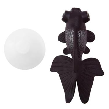 Imagem de Chiffonade Peixes artificiais pequenos de silicone artificial, decoração divertida, flutuante betta, peixes artificiais falsos para decoração de aquário (peixe dourado preto)