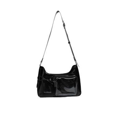 Imagem de KeAiDMon Y2k Bolsa de ombro fashion Kawaii Lolita Ita Bolsa para exibição de crachá com duas janelas transparentes, Preto, Small, Moderno/justo