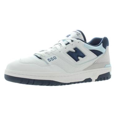Imagem de New Balance Tênis masculino 550, Branco/azul e branco, 9.5 Women/8 Men