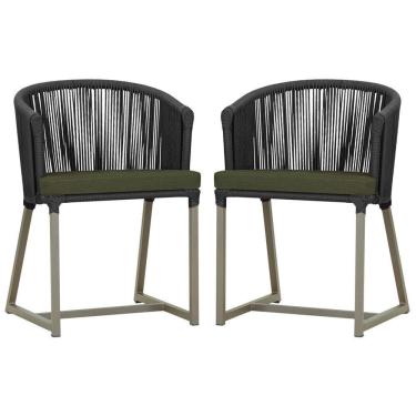 Imagem de 2 Cadeiras De Jantar Noronha Fendi Corda Náutica E13 Trama Preto