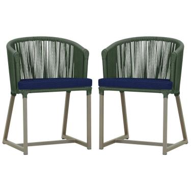 Imagem de 2 Cadeiras De Jantar Noronha Fendi Corda Nautica E10 Trama Verde
