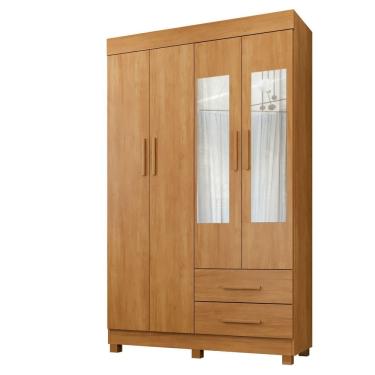 Imagem de Guarda Roupa Leblon 4 Portas 2 Gavetas 5 Prateleiras Com Espelho - Benetil