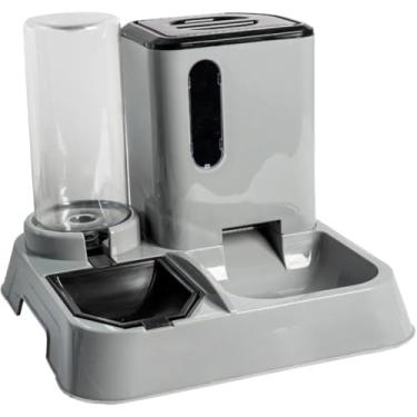 Imagem de Bebedouro，Comedouro para CãEs，Comedouros e Bebedouros AutomáTicos，Colher IncluíDa，para Facilitar os Cuidados DiáRios do Dono e Melhorar as CondiçõEs Alimentares do Animal de EstimaçãO.(Cinza)