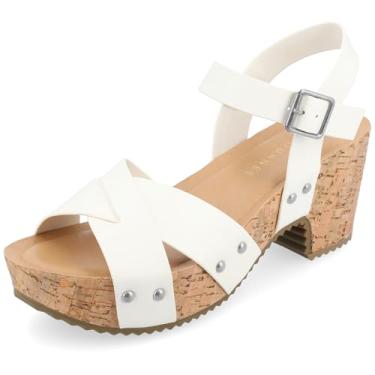 Imagem de Journee Collection Sandálias femininas de salto, Branco, 40
