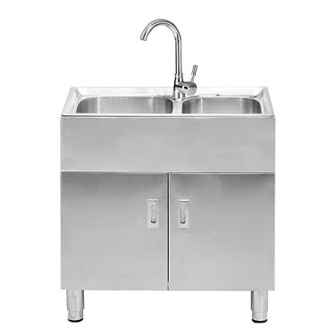 Imagem de TRGCJGH Pia de cozinha embaixo da montagem, armário de pia de cozinha de aço inoxidável para lavanderia, garagem, jardim e banheiro (76 x 41 x 80 cm/76 x 16 x 79,8 cm)