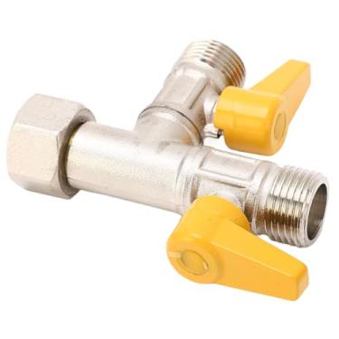 Imagem de Tbest Válvula de desvio de 3 vias RV latão resistente 1/2 polegada NPT interruptor duplo controle de fluxo de água para inverno e conversão de bomba de aquecedor