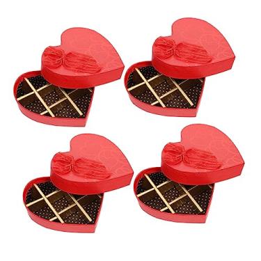 Imagem de VICASKY 4 caixas de armazenamento de chocolate em forma de coração para dia dos namorados e dia das mães, pequenas caixas de presente de papel criativo vermelho para chocolates, cachecóis, joias