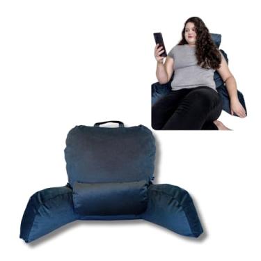 Imagem de Almofada de Leitura Artesanal Confortável para Apoio Lombar e Travesseiro para Pescoço Suporte Ergonômico para Costas, Braços em Cama ou Sofá para Jovens, Adultos e Idosos Suede (Chumbo, G)