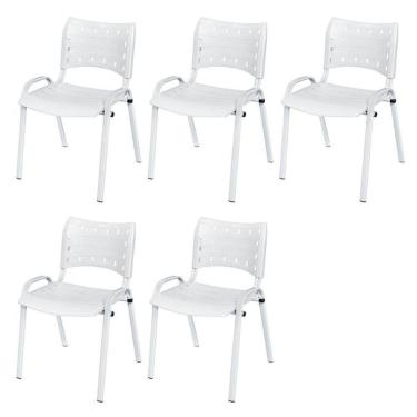 Imagem de Cadeira Iso Base Branco , Escritório Branco Kit 5 Un