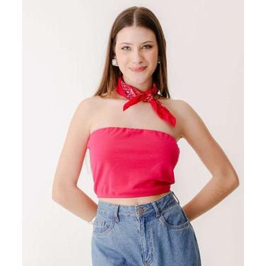 Imagem de Blusa Cropped Feminina sem alça Marisa-37122, Rosa, P