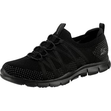 Imagem de Skechers Tênis feminino Gratis-Chic Newness, Malha preta com ajuste elástico, 33