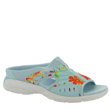 Imagem de Easy Spirit Sandálias Rasteiras Femininas, Azul claro multi, 7.5 X-Wide