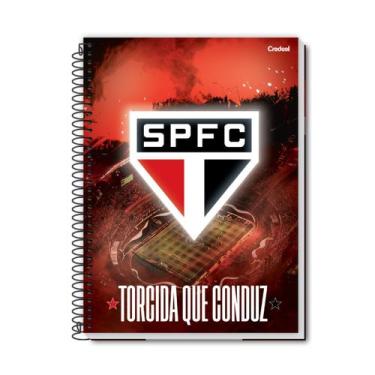 Imagem de Caderno SPFC Espiral Universitário 1M Futebol 80F Escolar, Vermelho