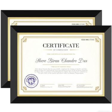 Imagem de Heimlove Molduras de certificado 21 x 27 cm com acrílico transparente, moldura de documento para exibição de parede e mesa, moldura de graduação universitária, moldura preta com acabamento dourado, 2