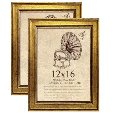 Imagem de TKYGU Porta-retrato de 30,5 x 40,6 cm com vidro verdadeiro, conjunto de 2 molduras vintage, molduras de estilo antigo para parede, moldura ornamentada para escritório ou decoração de casa, presente de