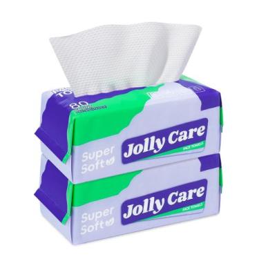 Imagem de Toalhas de rosto descartáveis Jolly Care 80 unidades (pacote com 2)