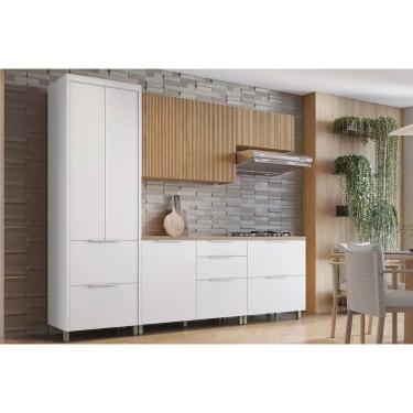 Imagem de Cozinha Modulada Nesher Marquesa Rainha E 5 Peças (2aéreos+2balcões+1paneleiro) C5p110 Nature-branco-nesher