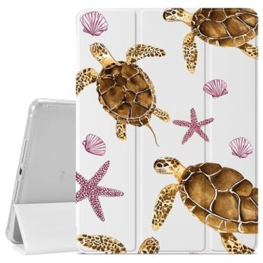 Imagem de VibrantFruitique Capa de tartaruga marinha marrom para iPad Air de 13 polegadas (M3) 2025 / (M2) 2024 / iPad Pro 12,9 polegadas 2022/2021 Capa de animal marinho oceano, porta-lápis, traseira