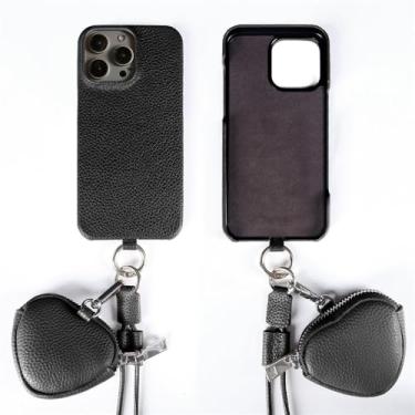 Imagem de Cordão transversal para iPhone 16 Pro Max 15 Pro 11 13 12 14 Pro, capa protetora com alça de ombro, preta 6301, para iPhone 16e