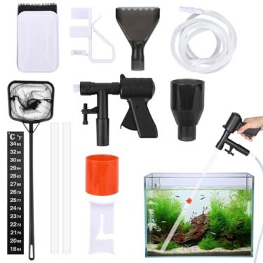 Imagem de 12un Kit de Limpeza Aquário, Conjunto Ferramentas Limpeza Cascalho Aquário Multifuncional com Limpador Magnético para Vidro para Lavagem Areia e Troca Água