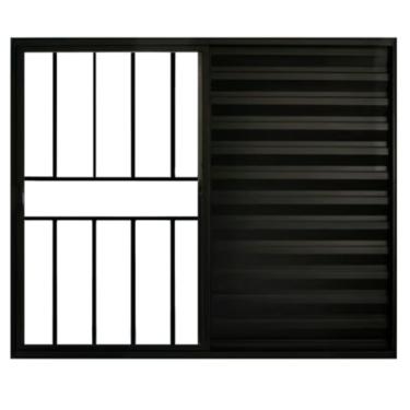 Imagem de Janela Veneziana de Correr 3 Folhas com Grade Alumínio Preto 1.00 x 1.20 Linha Modular - PTORD2276 - HALE