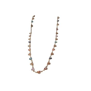 Imagem de Colar Choker Coração com Olho Grego, Banho de Ouro 18k