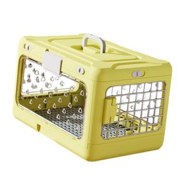 Imagem de Bothyi Caixa de transporte para gatos e cachorros dobrável, transparente, para viagem, canil portátil, gaiola de viagem para cães e coelhos, Amarelo