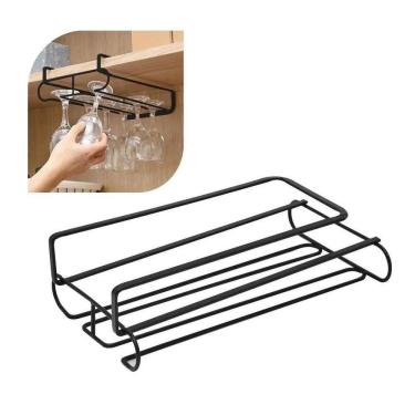 Imagem de Suporte Duplo Copos Organizador De Taças Vinho Armario De Encaixe Porta Copo Gin Cozinha Armario Suspenso