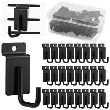 Imagem de Xvvirnt Pacote com 25 ganchos de parede em forma de J, ganchos de exibição de grade de pegboard, cabides resistentes, acessórios de slatwall, gancho de exibição de grade para painel de garagem, loja