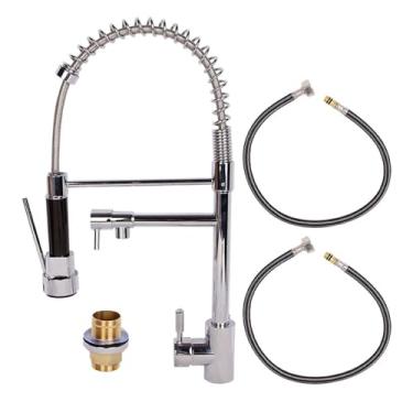 Imagem de Torneira de Mesa com Ducha Extensível para Cozinha, Aço Inox, Acabamento Cromado, Monocomando, Bica Giratória, 51,5cm