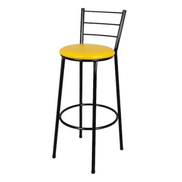 Imagem de Banqueta Alta Banco Bistro Desmontavel Preto para Balcao Cozinha Área Gourmet 90 cm Altura (AMARELO)