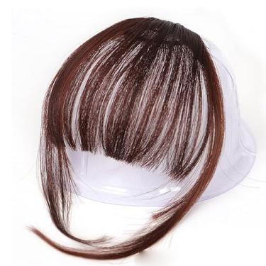 Imagem de Yinhing Extensões de Cabelo Com Franjas de Fibra de Alta Temperatura Femininas Prendem Em Apliques de Franja Com Têmporas Elegantes para Maquiagens Elegantes e Penteados Versáteis (Castanho Escuro)