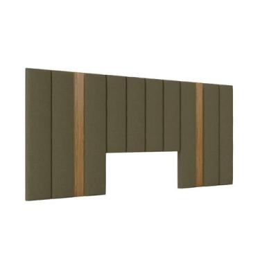 Imagem de Cabeceira Queen Flick Freijó e Verde 275 cm - Modern