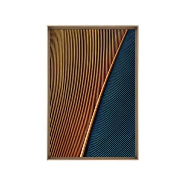 Imagem de Quadro Decorativo com Vidro Sala Hall Quarto 64x94cm Azul Folha Abstrato