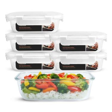 Imagem de Conjunto 6 Potes Vidro Hermético 640ml Travas Fortes Premium - U4HOME,