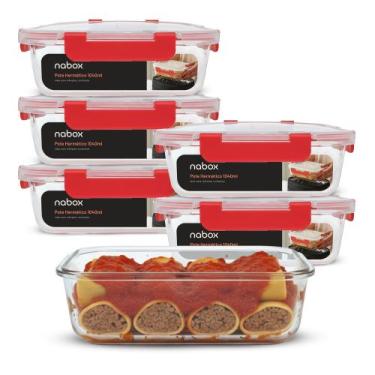 Imagem de Kit 6 Potes Vidro Hermético Travas Premium Resistente 1040ml - U4HOME,