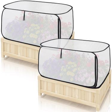 Imagem de Wesnoy 2 capas de jardim para canteiros elevados, 114 x 56 x 63 cm, fileiras de canteiro de plantas elevadas, fileiras de cobertura de plantas de fileira de jardim, fileiras de proteção contra