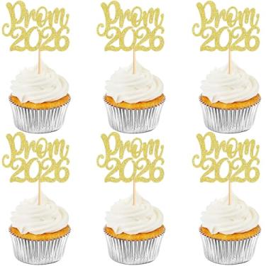 Imagem de Cyodoos 24 peças de enfeite de cupcake de formatura 2026, enfeite de formatura classe de 2026 para decorações de festa de colégio universitário (ouro)