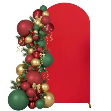 Imagem de U+U Capa de arco de casamento de 2 m de elastano para decoração de festa de aniversário, cerimônia, banquete (vermelho, 2 pés)
